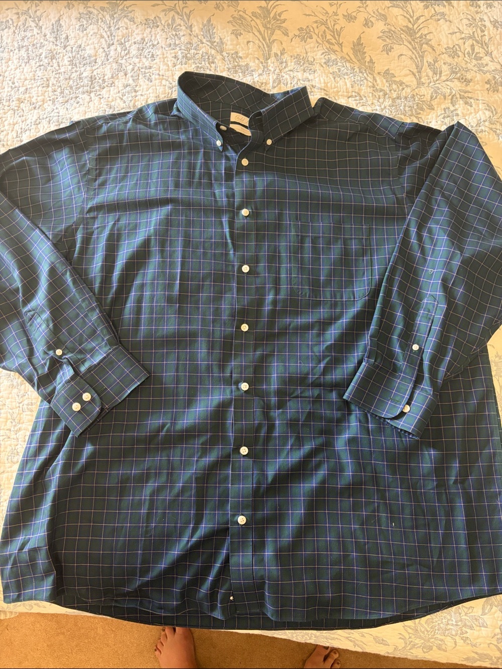 Men's Navy Windowpane Button-Down Shirt